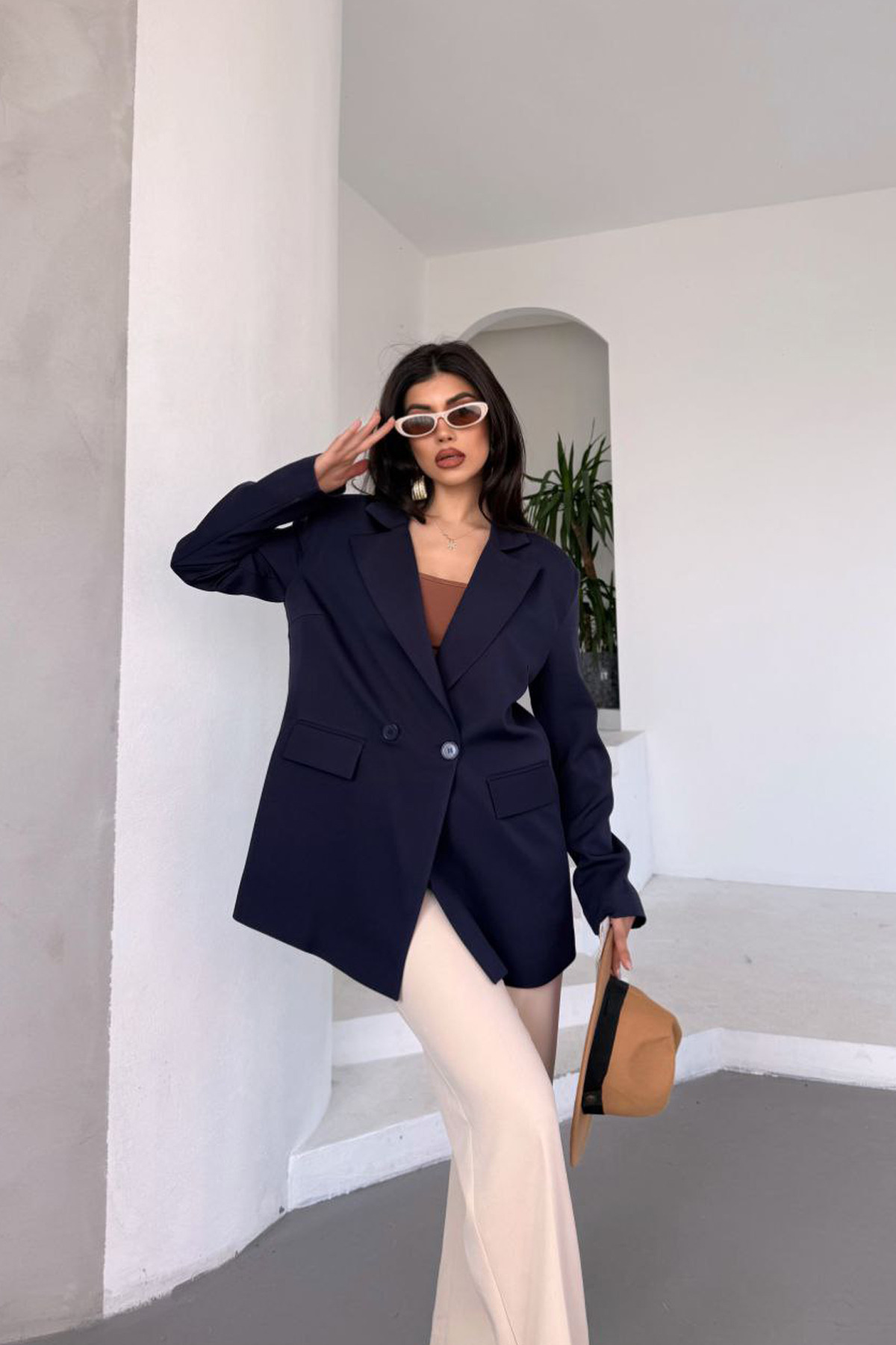 Rahat Kesim Lacivert Blazer Ceket